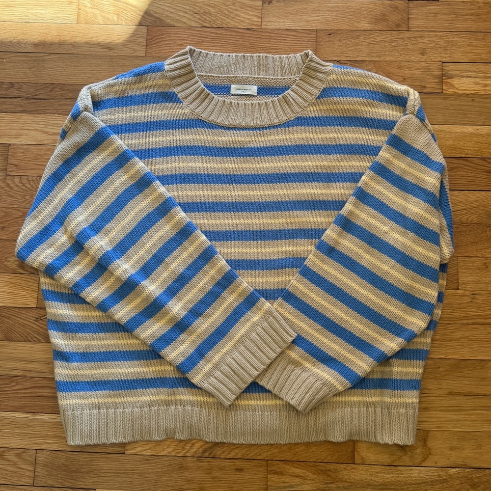 James Street Co Blake Pullover in Camel Stripe